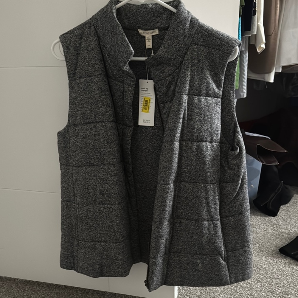 Eileen Fisher Women's Gray Quilted Puffer Vest